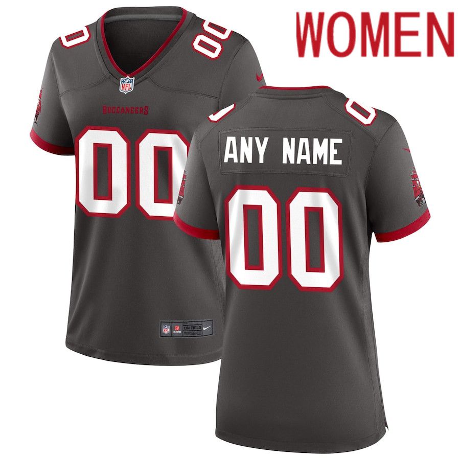 Women Tampa Bay Buccaneers Nike Pewter Alternate Custom Game NFL Jersey->->Custom Jersey